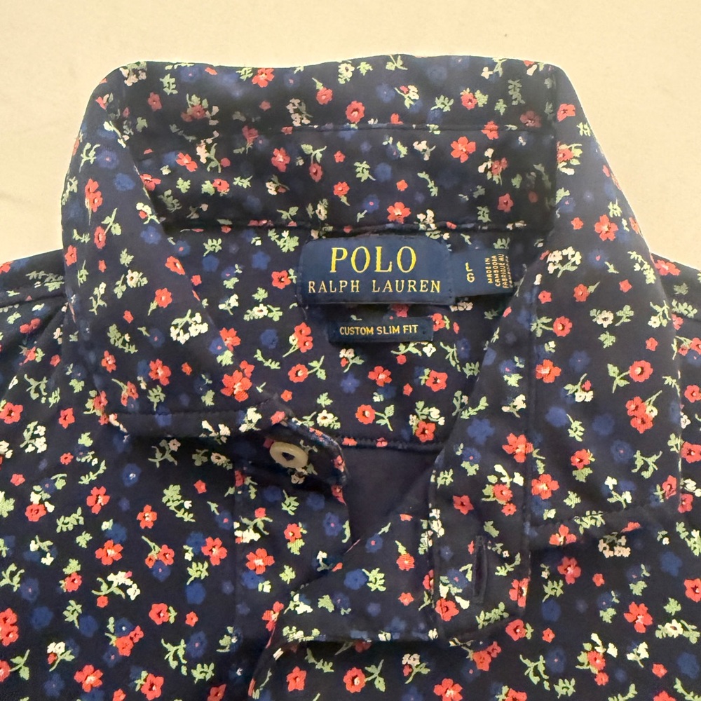 Ralph Lauren Multicolored Floral Short Sleeve Polo Mens L. Button Up. Great Cond - Picture 3 of 7
